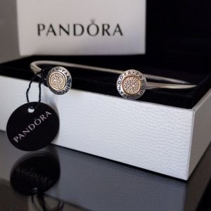 Pandora Open Bangle Signature Bracelet 2 Tone